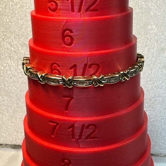 14KT Yellow Gold X Pattern Diamond Tennis Bracelet - Picture 7 of 8